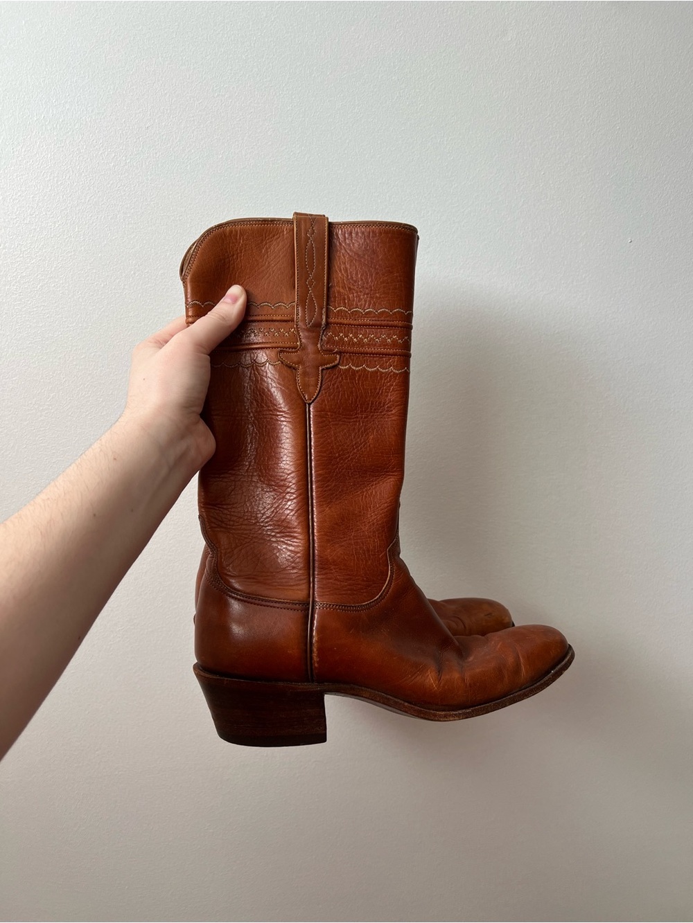 Lucchese Chestnut Brown Leather Western Women’s Cowboy Boots